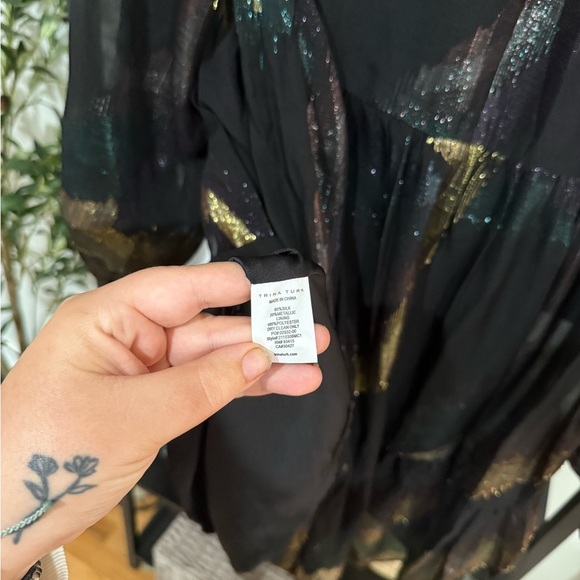 Trina Turk Black Dress with Gold and Green Accents matalic design size xs - Picture 12 of 13